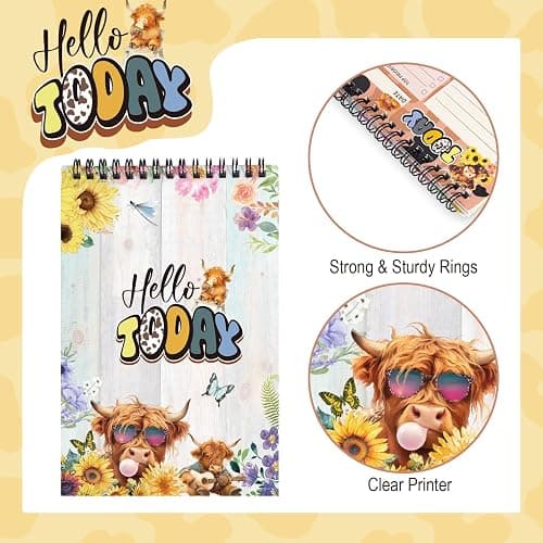 snaxuda To Do List Notepad - Highland Cow Spiral Memo Pads Work Planner Reminder Daily Planner Pad for Desk Accessories Office Supplies Work School,80 Sheets thumbnail 4