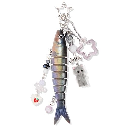 XGALBLA Cute Lifelike Fish Keychain, Aesthetic Y2K Charms Keychain Accessories for Bag Charms Purse Gift, Fishing Gifts - Image 1