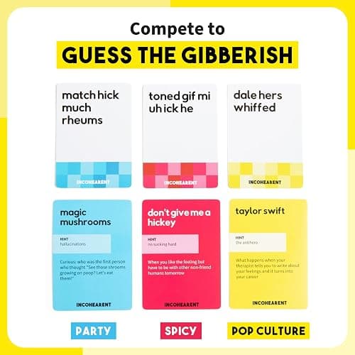 Incohearent by Relatable – Guess the Gibberish Party Game for Adults, Funny Card Game Activity for Groups, Bachelorette Party Favorite, Summer Fun for Game Night, Travel-Friendly with 300 Cards thumbnail 4