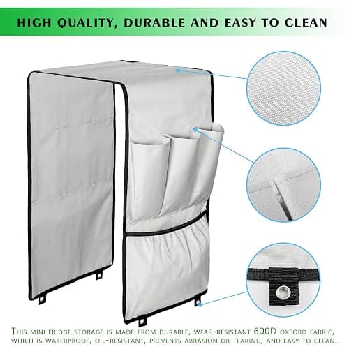 Forzacx Smart Mini Fridge Organizer with 12 Pockets, can be Hung on Majority Mini Fridge Top, Maximizing Your Storage Space, Perfectly Holds plates and More. Ideal for Offices or Dorms(Grey) thumbnail 5
