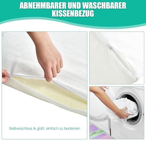 GOPLUS Keilkissen für Bett Lesekissen Bücherkissen zum Relaxen, Memory Foam Bezug Waschbar, Beinkissen Rückenkissen Ergonomisch mit Griff Venenkissen Relaxkissen für Couch Sofa, 58x36x51cm (Weiß) thumbnail 8