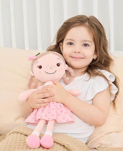 GAGAKU 40 cm Weiche Stoffpuppe, Schutzengelpuppen, Taufgeschenk für Baby Mädchen, Kuscheltier, Glücksbringer für Kinder von 3-5 Jahren (40cm Kirschmädchen) thumbnail 7