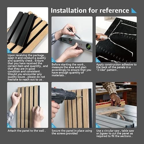 Art3d 4 Pack 47.2 x 23.6in. Wood Slat Acoustic Panels for Wall and Ceiling - 3D Fluted Sound Absorbing Panel with Wood Finish - Dark Walnut thumbnail 7
