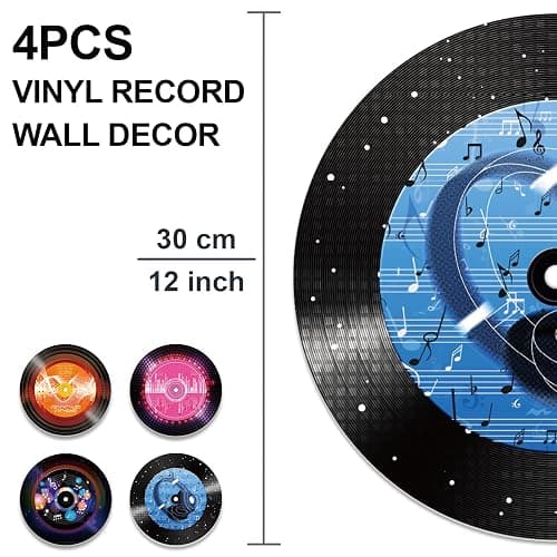 DOODLREAM 4PCS Colorful Abstract Music Vinyl Record Wall Decor 12" thumbnail 2