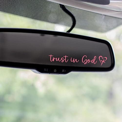 Miarita 3X Trust in God Rearview Mirror Decal, Vanity Mirror Stickers, Rear View Mirror Sticker, Car Mirror Stickers (Trust in God Pink) - Image 1