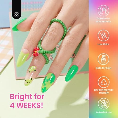 Beetles Summer Gel Liner Nail Polish Set - 6 Neon Gel Nail Polish Colors Hot Pink Orange Blue Yellow Paint for Nails Built Thin Brush in Bottle Soak off Uv LED Lamp Nails Art thumbnail 6
