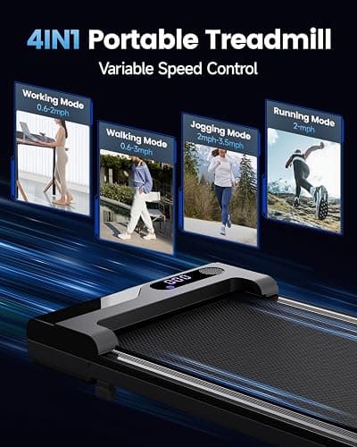 Walking Pad Treadmill for Home - Under Desk Treadmills Portable Mini Compact Walk Pads for Small Spaces Office Indoor Apartment Floor Flat Running Machine with Remote Quiet Lightweight thumbnail 5