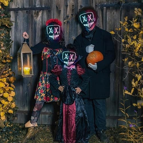 DWTECH LED Halloween Purge Light Up Mask - EL Wire Scary Mask for Masquerade Cosplay, Kids Men Women Festival Party thumbnail 4
