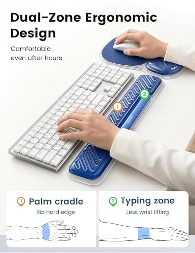 Vaydeer Ergonomic Gel Keyboard Wrist Rest and Mouse Pad with Wrist Rest Set | Cooling Gel Wrist Support for Comfortable Typing, Gaming and Remote Work with Non-slip Base for Stable Desk Use, Blue thumbnail 3