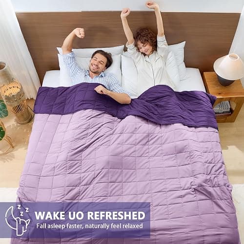 yescool Weighted Blanket for Adults (20 Lbs, 60”X 80”, Purple) Heavy Thick Bed Blanket Queen/Full Size for Sleeping Perfect for 190-210 Lbs, Cozy Gifts for Women, Machine Washable thumbnail 9