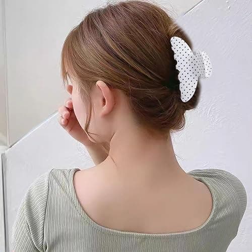 2 Acetate Hair Claw Clip for Women, 3.8-Inch Black and White Polka Dot Big Hair Clips Strong Hold No Slip Claw Clips for Thick or Thin Hair thumbnail 5