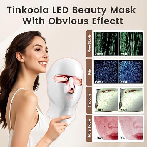 Red Light Therapy Mask for Face & Neck, LED Face Light Therapy,USB C Rechargeable,Infrared Mask for Home Working Travel Yoga (Blush) thumbnail 4