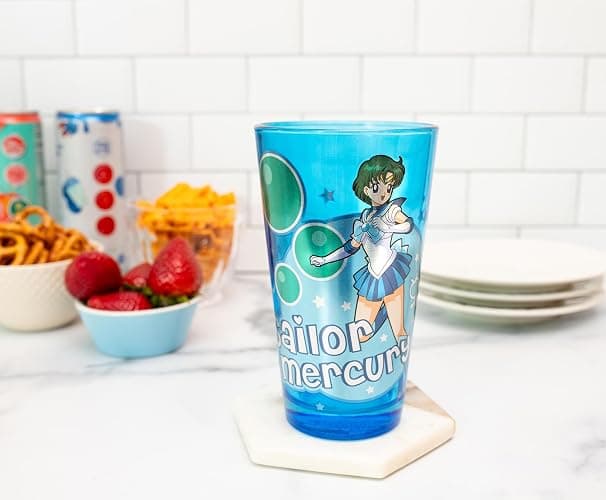 JUST FUNKY Sailor Moon Sailor Mercury 16oz Blue Pint Glass thumbnail 2
