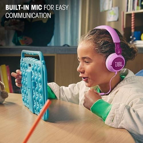 JBL Junior 320 - Wired on-Ear Kids Headphones Safe Sound (<85dB), Built-in mic, Fit for Kids and Customizable with Included Stickers (Purple) thumbnail 4