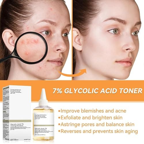 Acide Glycolique 7% Toning Solution, Convient à Tous les Types de Peau, Tonique Hydratant, Tonique Skincare Glycolic Acid, Exfolie, Imperfections, Acné thumbnail 2