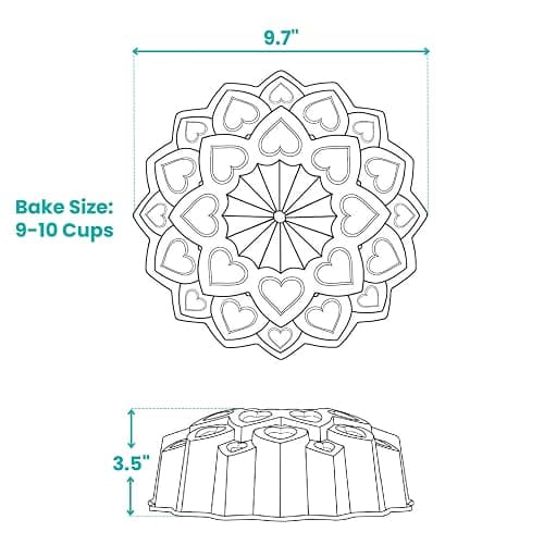 Baker's Secret Nonstick Fluted Cake Pan, Perfect for Fluted Cakes, Die Cast Aluminum Cake Pans, 2 Layers Non-stick Coating For Easy Release, Fluted Cake Pans - (Amour) thumbnail 3