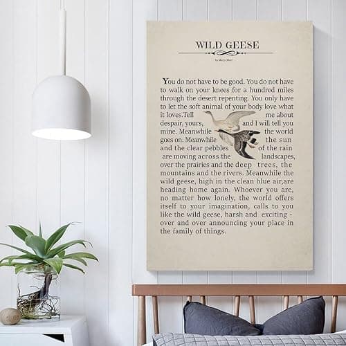 GLKJHAJ Wild Geese By Mary Oliver Poetry Poster Motivational Poem Poster Canvas Wall Art Poster For Room Aesthetic And Decor Pictures For Living Room Bedroom Decor 08x12inch(20x30cm) thumbnail 5