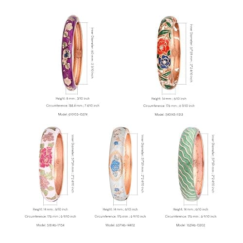 UJOY Random Pack Colors Enamel Jewelry Set Flower Engraved 10 PCS Cloisonne Bracelets in a Box thumbnail 4