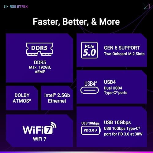 ASUS ROG Strix X870-A Gaming WiFi AMD AM5 X870 ATX Motherboard 16+2+2 Power Stages, Dynamic OC Switcher, Core Flex, DDR5 AEMP, WiFi 7, 4X M.2, PCIe® 5.0, Q-Release Slim, USB4®, AI OCing & Networking thumbnail 4