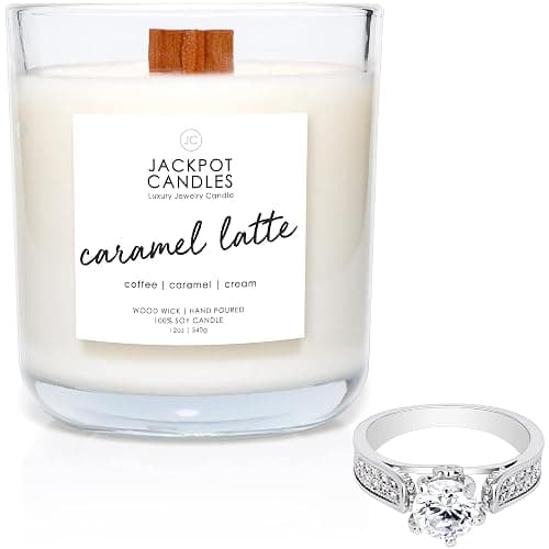 Caramel Coffee Latte Candle with Ring Inside (Surprise Jewelry Valued at $15 to $5,000) Ring Size 9 - Image 1