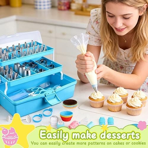 Suuker Cake Decorating Tools Supplies Kit, 236 Pieces Baking Accessories with Storage Case, Frosting Piping Kit, Piping Bags and Tips Set with 36 Numbered Piping Tips, Pastry Bags for Cake thumbnail 2