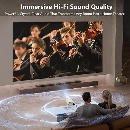 Smart Mini Projector with Android 11 & 5000+ Apps, 4K Supported Full HD 1080P, 20000 Lumens, Wi-Fi 6 & Bluetooth 5.0, 180° Rotatable Home Cinema Projector with Auto Keystone & HiFi Speakers thumbnail 3