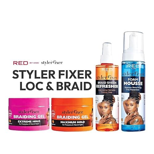 Red by Kiss Braiding Gel Extreme Hold Styler Fixer for Box Braids & Cornrows, Hydrating, Conditioning, Long-Lasting Frizz Control, 4C Moisturizing, Nourishing High Shine (6 fl. oz.) thumbnail 6
