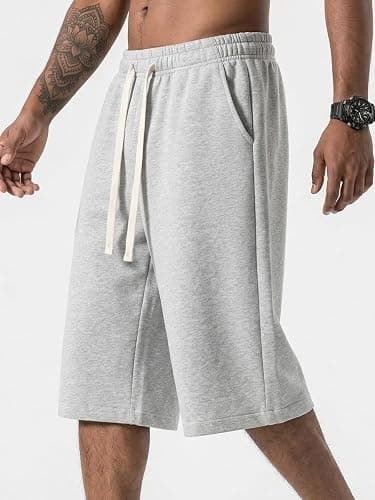 ZUY Men's Baggy Sweat Shorts Cotton Long Below Knee Fleece Capri Shorts 11" Athletic Casual 3/4 Pants with Pockets thumbnail 7