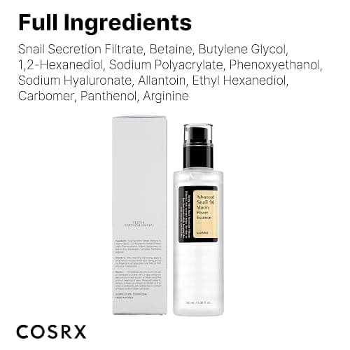 COSRX Snail Mucin 96% Power Repairing Essence 3.38 fl.oz 100ml, Hydrating Serum for Face with Snail Secretion Filtrate for Dull Skin & Fine Lines, Korean Skin Care - 3.35 Fl Oz (Pack of 1) thumbnail 5