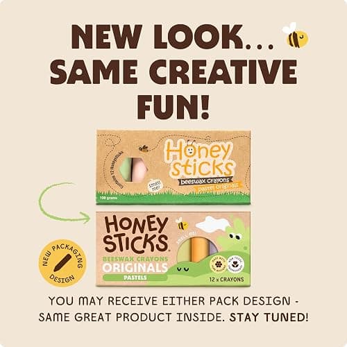Honeysticks 100% Pure Beeswax Crayons (12 Pack) - Pastel Colored, Non Toxic Crayons, Safe for Babies and Toddlers, For 1 Year Plus, Made with Natural Beeswax and Food-Grade Colors, Eco-Friendly thumbnail 5