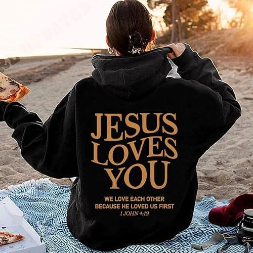 SUNOWE Jesus Loves You Hoodie Christian Jesus Saves Faith Sweatshirt Man Woman Pullover Tops Streetwear Gift thumbnail 2