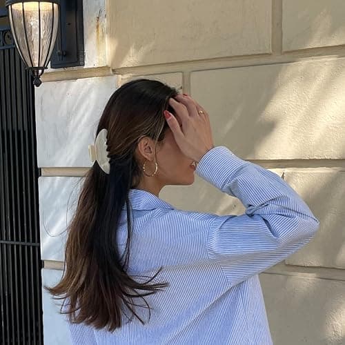 Hana Mia Large Creme Claw Clip, 4 Inch Acetate Hair Clip for Women | Luxury 4 Inch Acetate Claw Clip with Secure Hold & Snag-Free Teeth for Half-Ups, Updos & Chic Everyday Styles | Creme thumbnail 4