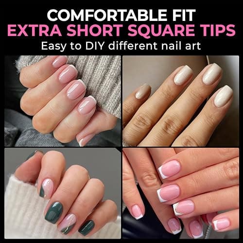 UNA GELLA Extra Short Square Nail Tips XS 216pcs Pre-shape Extra Short Square Press on Nails Gel Tips Full Cover Acrylic Nails False Nails For DIY Salon 12 Sizes thumbnail 2