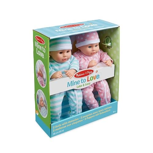 Melissa & Doug Luke & Lucy Twin Toy Baby Dolls I Twin Dolls Boy and Girl |Baby Doll Accessories I Pretend Play I Age 18 Months to 5 Years I Babydolls for Girls | Gift for Girls and Boys thumbnail 3
