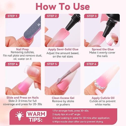 Makartt Press On Nail Glue: No UV Lamp Needed, 20s Air Dry Adjustable for Beginners, Strong Hold, Semi-solid Precise Control, Easy for Press-On Users At-home Application, HEMA-Free for Sensitive Nails thumbnail 9