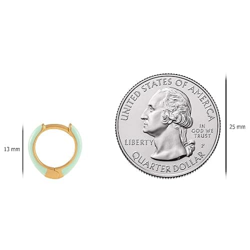 14K Gold Plated Sterling Silver Enamel Color Huggie Hoop Earrings for Women – Wide Range of Vibrant Color Options Available thumbnail 6