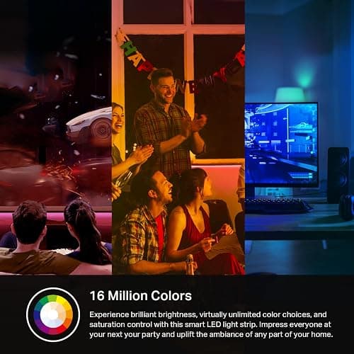 Kasa Smart LED Light Strip, RGB, 32.8ft(2 Rolls of 16.4ft.) Wi-Fi LED Strip Works w/ Alexa & Google Assistant,High Brightness, Trimmable, Up to 25,000 Hours,2Yr Warranty (KL400L10),Multicolor thumbnail 6