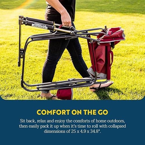 GCI Outdoor Freestyle Rocker Camping Chair | Portable Folding Rocking Chair with Solid, Durable Armrests, Drink Holder & Comfortable Backrest — Indigo Blue thumbnail 6