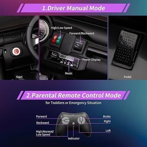24V Ride on Car Toys, Remote Control 4 Wheels Electric Power Car for Toddlers Kids Boys Girls, 2 Seater Motorized Ride on Cars Vehicle, Purple thumbnail 6