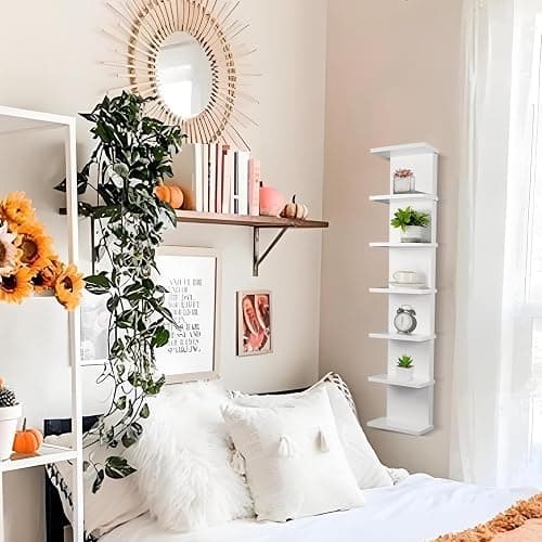 2 Pack 7 Tier Wall Shelf Unit - 43" Lack Floating Shelf, Compact Display Floating Shelf, Vertical Column Wall Decor Mount Floating Storage Organizer Tall Tower Shelf for Bedrooms, Living Rooms thumbnail 4