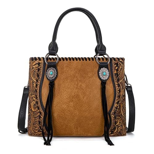 Trinity Ranch Tote Bag for Women Western Purse Floral Tooled Concho Collection - Image 1