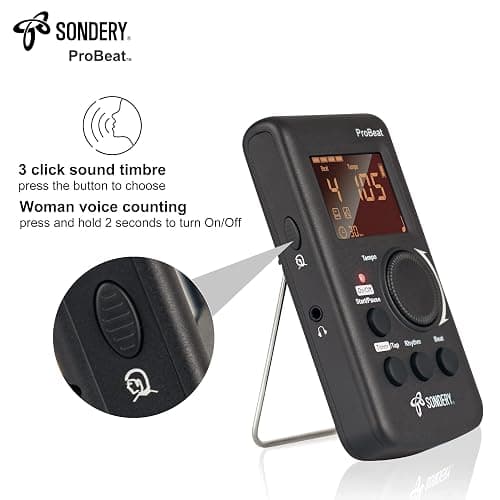 Sondery Digital Metronome Rechargeable English Vocal Counting with Timer Function for Piano Guitar Drum and All Instruments thumbnail 3