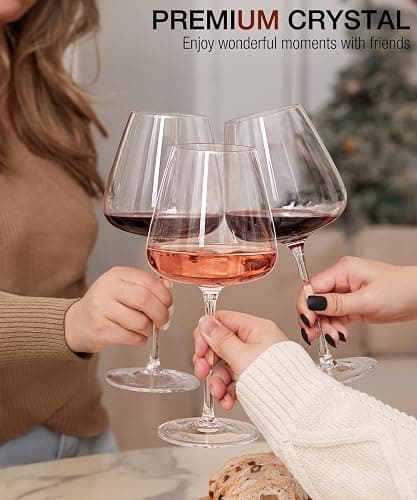 OJA Red Wine Glasses Set of 4, Large Burgundy Glasses 23 OZ, Hand Blown Crystal Glass Light, Clear, Best for Wine tasting, Birthday, Christmas, Anniversary, Father's Day thumbnail 5