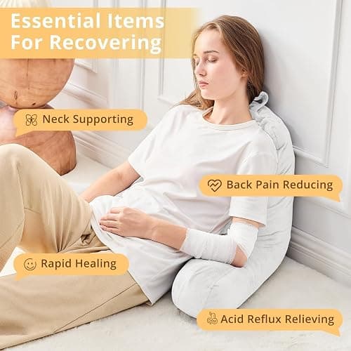 Sasttie Reading Pillow, Velvet Back Pillow for Bed Sitting Up, Adult Back-Rest Support Cushion with Arms for Sit Up on Couch, Sofa, and Floor, Dorm Essentials, Reading Accessories, White thumbnail 6