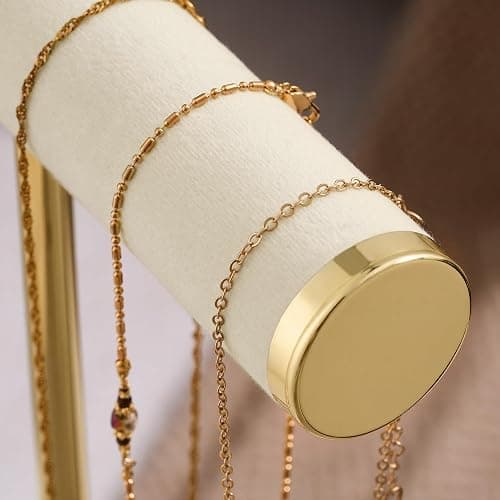 Josmimic Schmuck Organizer mit 3 Ebenen - Beige Schmuckständer Armbänder, Abnehmbarer T-Steg Schmuck Ständer, Samt-Armbandhalter, Schmuckhalter für Armband, Halskette, Uhren, Ringe thumbnail 6
