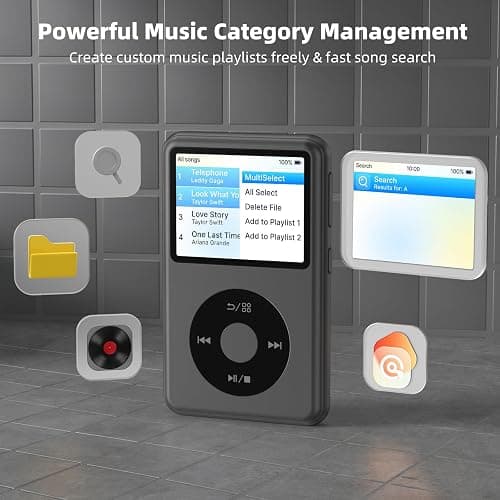 Innioasis Y2 Mp3 Player with Bluetooth, Lossless DSD DAC FLAC Support, Portable 8GB Classic Dedicated Audio Music Player with Playlists, Supports up to 2TB Black thumbnail 8