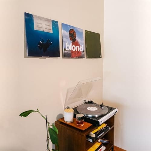 Modern JP Adhesive Vinyl Wall Mount (4-Pack) – Strong Hold Record Holder Wall, Record-Safe Easy Installation, Album Wall Mount for 1LP and 2LP – Clear thumbnail 2