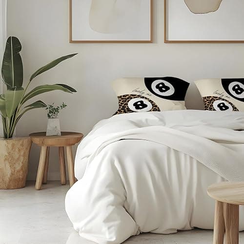Foritho Trendy Leopard Lucky 8 Ball Pillow Covers 18x18, Cheetah Leopard Print Room Decor, Funky Preppy Leopard and Black Billiards Decorative Throw Pillow Covers for Girls Dorm Apartment thumbnail 6