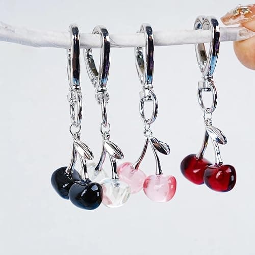 Agromusk Cute Cherry Keychain,Kawaii Cherry Bag Purse Charms for Women Car Keys Decor Gifts Stuff Accessories thumbnail 6