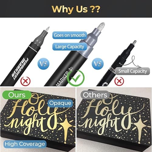 Liquid Gold Metallic Paint Pen - 2 Pack Reflective Mirror Markers for Art, Dual Tips Mirror Chrome Marker, Permanent Chrome Paint for Metal, Plastic, Ceramic, Glass thumbnail 4